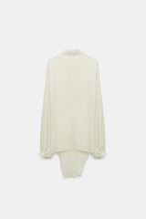 Dorothee Schumacher Silk Georgette Tie Blouse in Shadow White