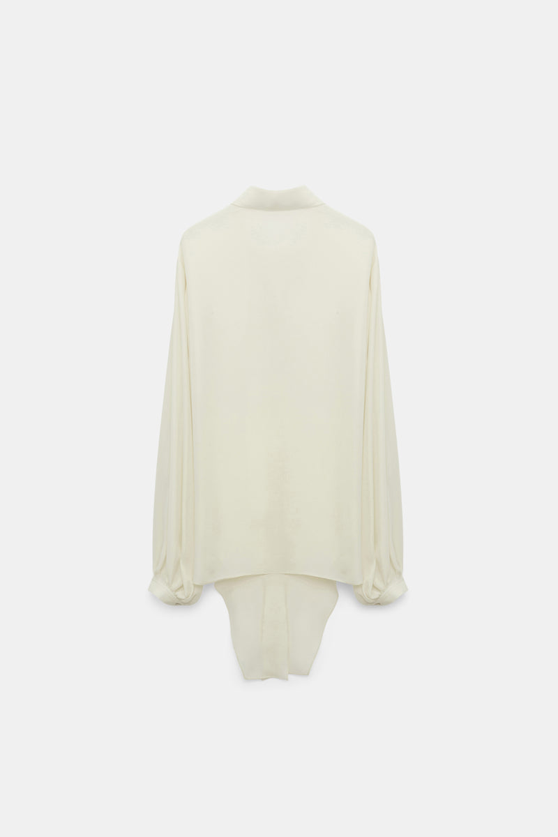 Dorothee Schumacher Silk Georgette Tie Blouse in Shadow White