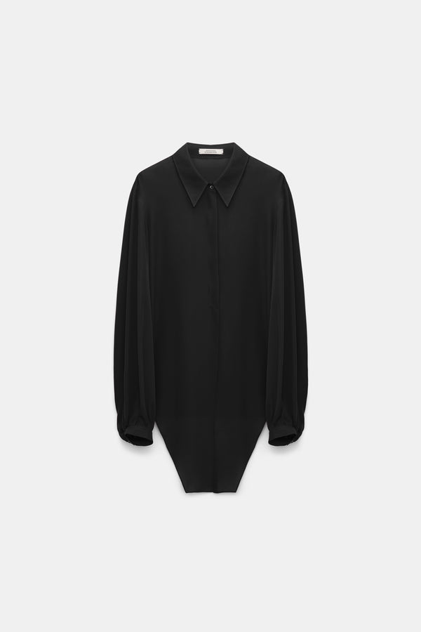 Dorothee Schumacher Silk Georgette Tie Blouse in Black