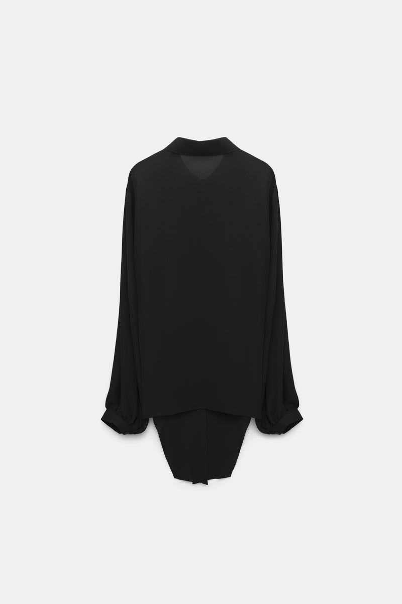 Dorothee Schumacher Silk Georgette Tie Blouse in Black