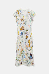 Dorothee Schumacher Printed Silk Georgette and Poplin Midi Dress in White