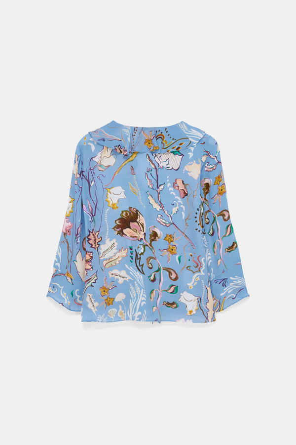 Dorothee Schumacher Printed Silk Georgette Blouse in Blue