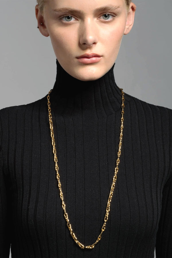 Alexis Bittar Brut Gold Twisted Link Long Necklace