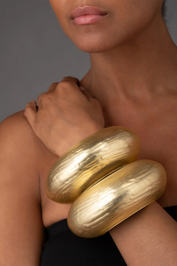 Alexis Bittar Puffy Lucite Bangle Bracelet in Gold