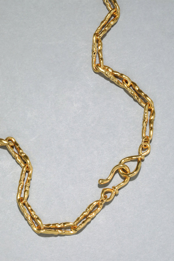 Alexis Bittar Brut Gold Twisted Link Necklace