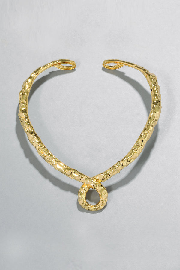 Alexis Bittar Brut Gold Twisted Collar Necklace