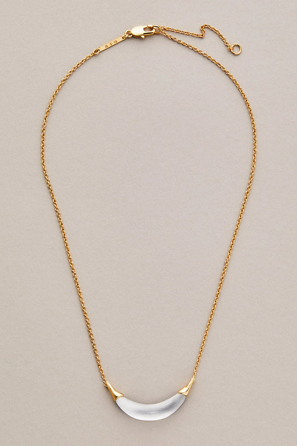 Alexis Bittar Gold Capped Crescent Silver Lucite Necklace