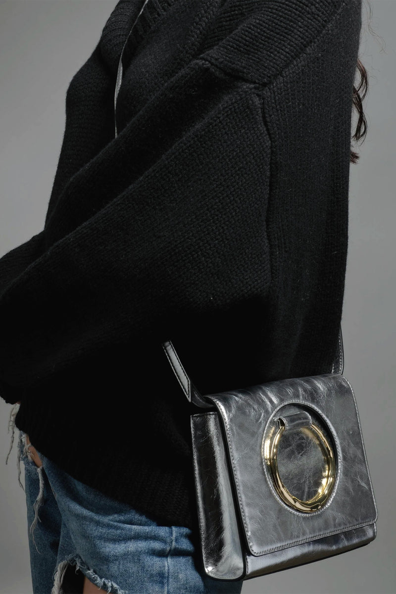 Alexis Bittar The Hunter Convertible Ring Crossbody Bag in Silver Vancouver. Shop Online or in Store.