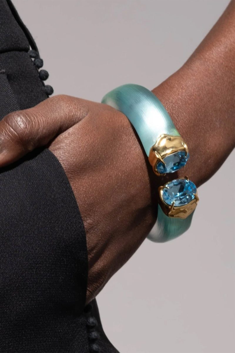 Alexis Bittar Bonbon Crystal Lucite Hinge Bracelet in Mint Green
