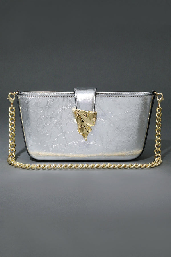 Alexis Bittar Crumple Convertible Crossbody Bag in Silver Vancouver. Shop Online or in Store. 