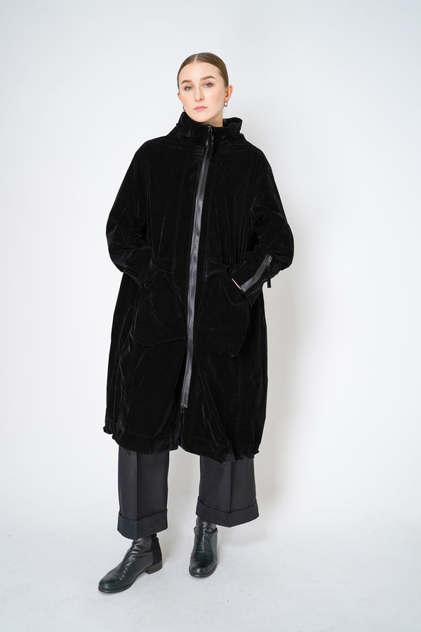 Annette Gortz Waterproof Velvet Coat in Black Vancouver. Shop Online or in Store. 