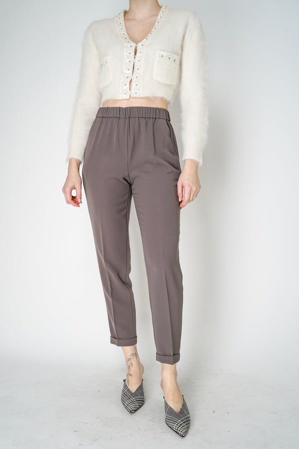 Antonelli Rosalba Cropped Crepe Pants in Brown Vancouver. Shop Online or in Store.