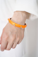 Alexis Bittar Crystal Stud Hinge Bracelet in Neon Orange