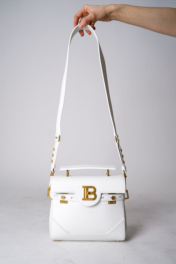 Balmain B-Buzz 23 Grained Leather Bag in White Vancouver. Shop Online or in Store.