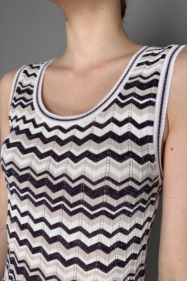 D. Exterior Lurex Knit Dress in Purple Chevron Vancouver. Shop Online or in Store. 