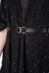 Fabiana Filippi Leather Hook-Style Belt in Black Vancouver. Shop Online or in Store.