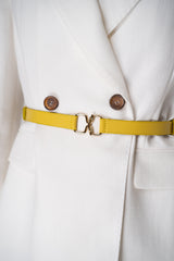 Fabiana Filippi Leather Hook-Style Belt in Yellow Vancouver. Shop Online or in Store.