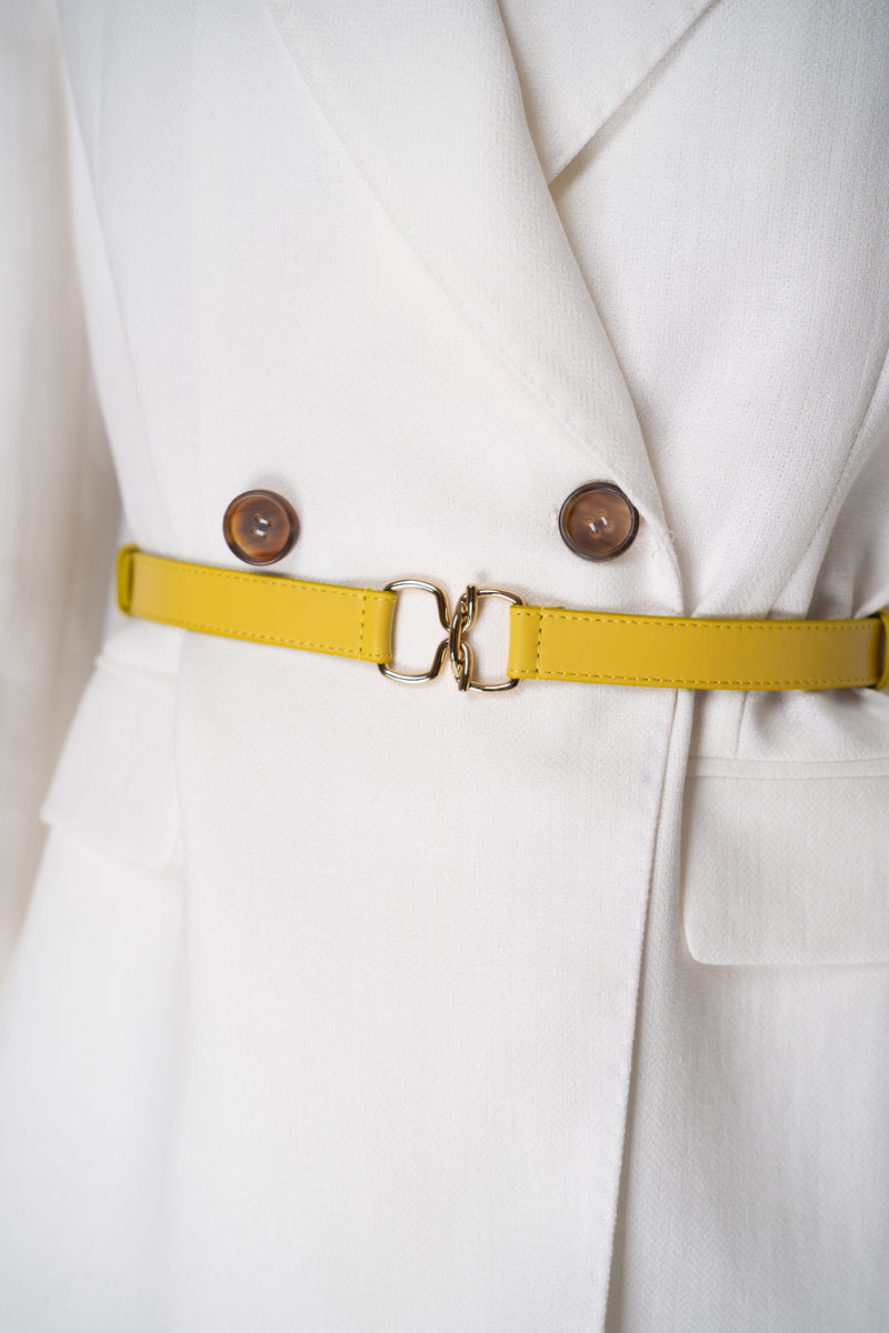 Fabiana Filippi Leather Hook-Style Belt in Yellow Vancouver. Shop Online or in Store.