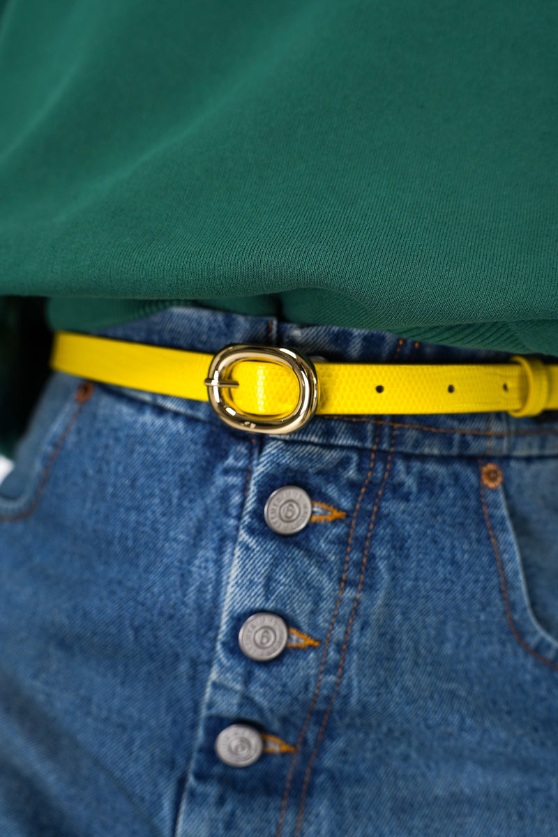 Fabiana Filippi Mini Calfskin Belt in Yellow Vancouver. Shop Online or in Store. 