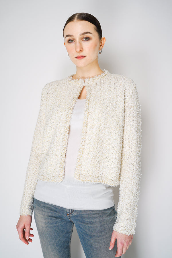 Fabiana Filippi Tweed Knit Cardigan Jacket in Off-White Vancouver. Shop Online or in Store.