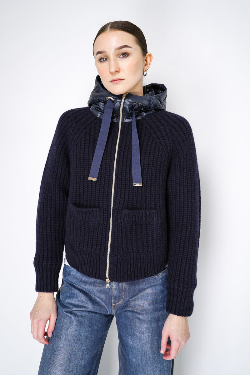 Herno Chunky Knit Fully Insulated Jacket in Navy Vancouver. Shop Online or in Store.