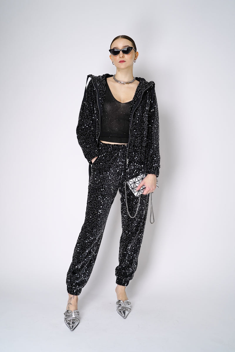 Herno Sequined Joggers in Black Vancouver. Shop Online or in Store.