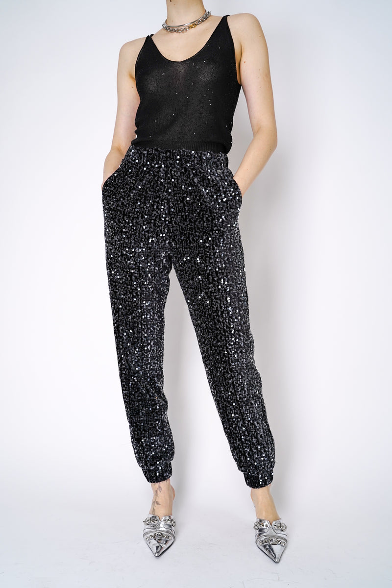 Herno Sequined Joggers in Black Vancouver. Shop Online or in Store.