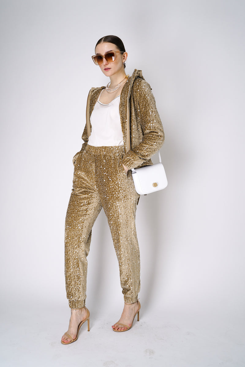 Herno Sequined Joggers in Gold Vancouver. Shop Online or in Store.