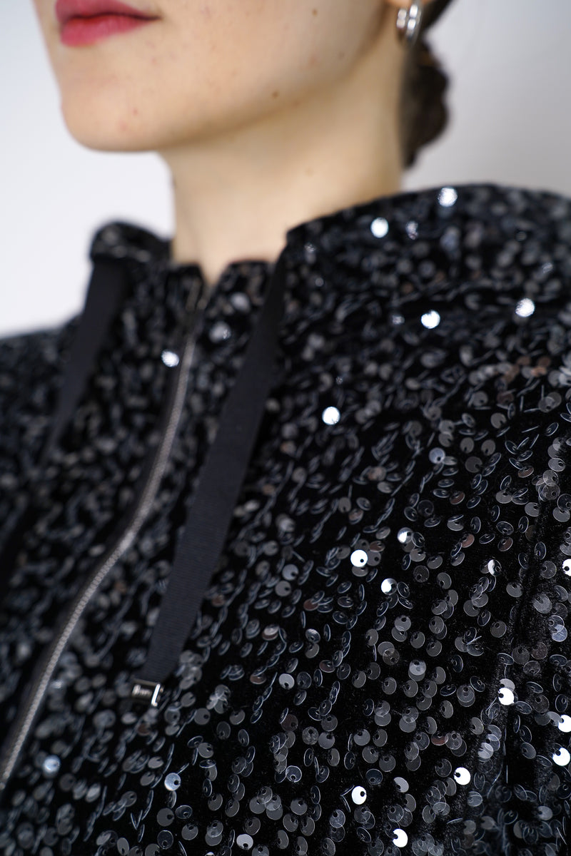 Herno Sequined Track Jacket in Black Vancouver. Shop Online or in Store.