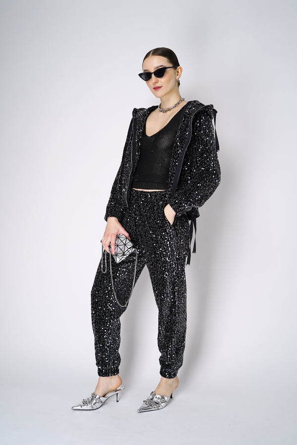 Herno Sequined Track Jacket in Black Vancouver. Shop Online or in Store.