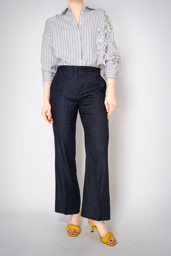 Lorena Antoniazzi Denim-Like Cropped Flared Linen Trousers Vancouver. Shop Online or in Store