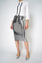 Nº21 Sequin Pencil Skirt in Silver Vancouver. Shop Online or in Store.