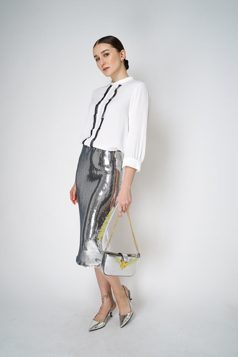 N 21 Sequin Pencil Skirt in Silver