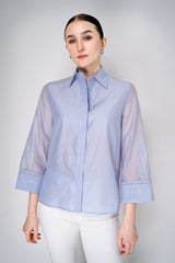 Peserico Lightweight Cotton Voile Blouse in Light Blue Vancouver. Shop Online or in Store.