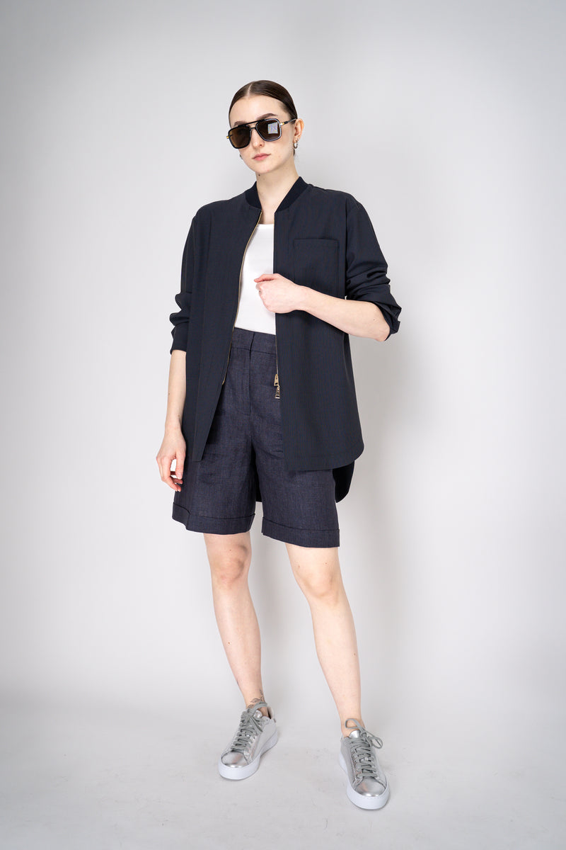 Peserico Linen Shorts in Denim Blue Vancouver. Shop Online or in Store.