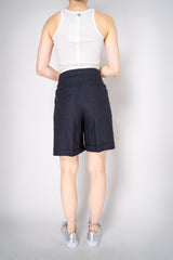 Peserico Linen Shorts in Denim Blue Vancouver. Shop Online or in Store.