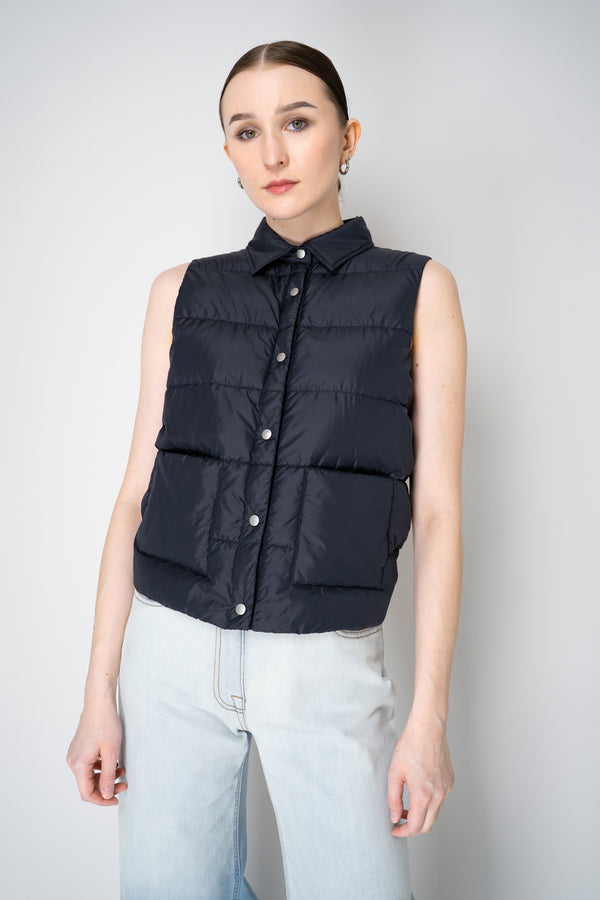 Peserico Padded Vest with Knit Back In Navy Vancouver. Shop Online or in Store.