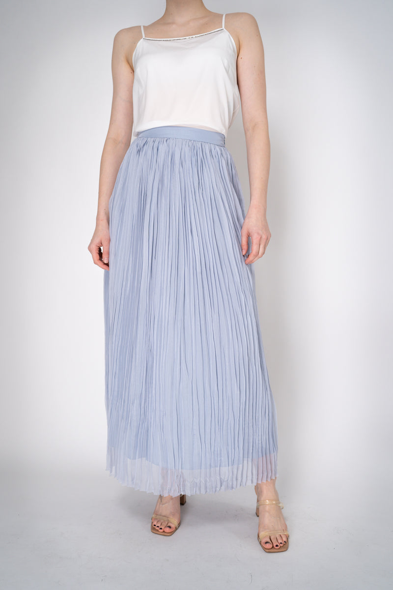 Peserico Pleated Chiffon Maxi Skirt in Grey Blue Vancouver. Shop Online or in Store.