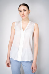 Peserico Silk V-Neck Tank Blouse in Ivory Vancouver. Shop Online or in Store.