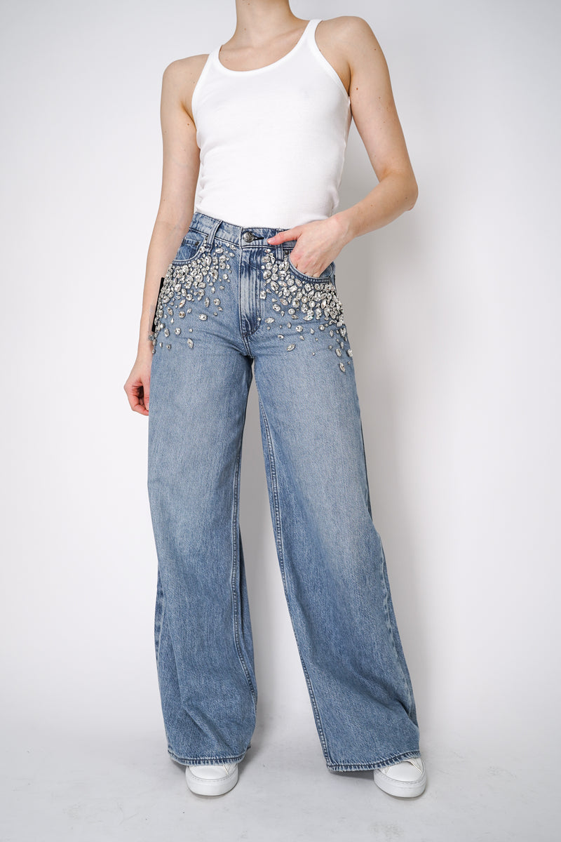 Rag & Bone Embellished Featherweight Sofie Wide-Leg Jean Vancouver. Shop Online or in Store