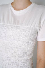 Rag & Bone Smocked Cotton Tee in White Vancouver. Shop Online or in Store. 