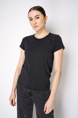 Rag & Bone Studded Cotton T-Shirt in Black Ombre Vancouver. Shop Online or in Store