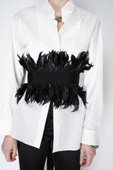 Sara Roka Grosgrain Feather Belt in Black Vancouver. Shop Online or in Store.