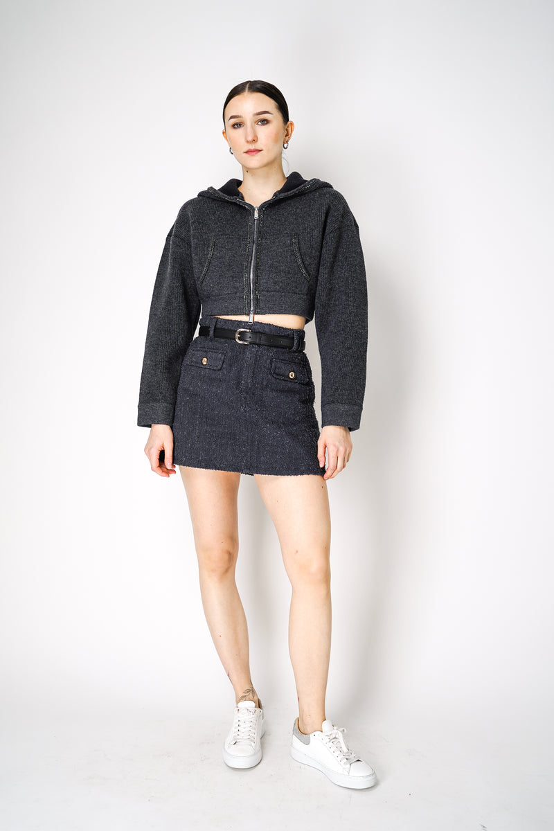 Self-Portrait Grey Textured Denim Mini Skirt Vancouver. Shop Online or in Store.