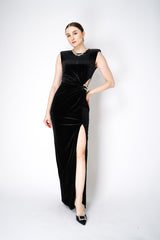 Self-Portrait Velvet Embellished Maxi Dress in Black Vancouver. Shop Online or in Store.