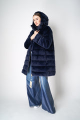 Herno Faux Fur Padded Coat in Midnight Navy