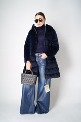 Herno Faux Fur Padded Coat in Midnight Navy