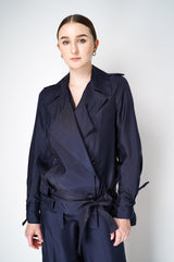 Dorothee Schumacher Trench Coat-Style Shirt-Jacket In Navy Vancouver. Shop Online or in Store.