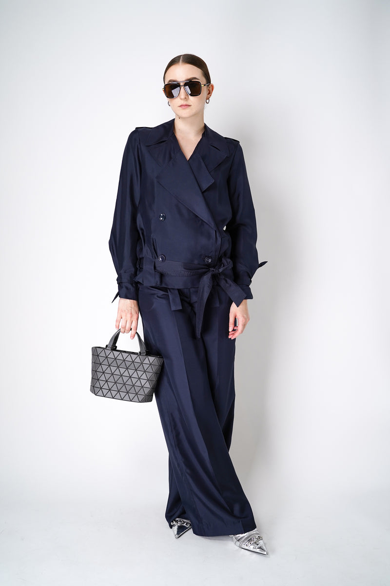 Dorothee Schumacher Trench Coat-Style Shirt-Jacket In Navy Vancouver. Shop Online or in Store.