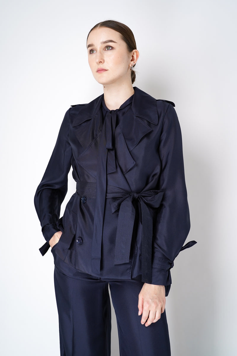 Dorothee Schumacher Trench Coat-Style Shirt-Jacket In Navy Vancouver. Shop Online or in Store.